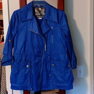 Kensie Moto Jacket Bright Blue Size S Relaxed Fit